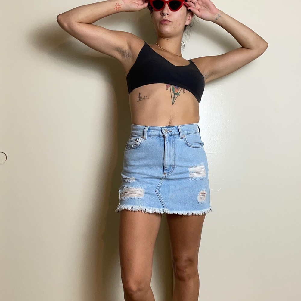 Small Distressed Denim Skirt